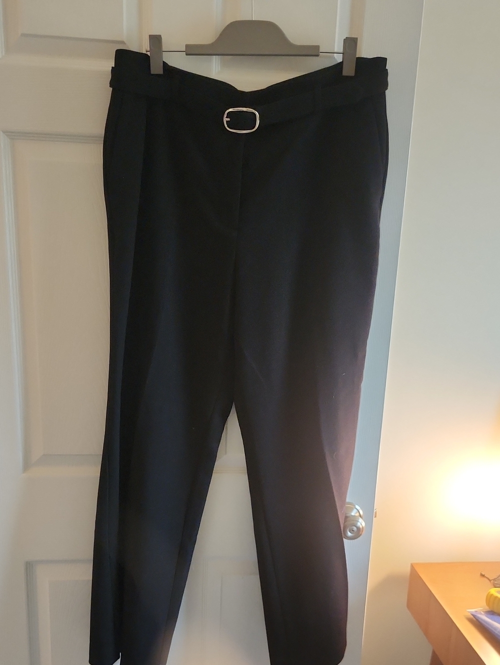 Ann Taylor Black High-Waist Trousers with Slim Belt